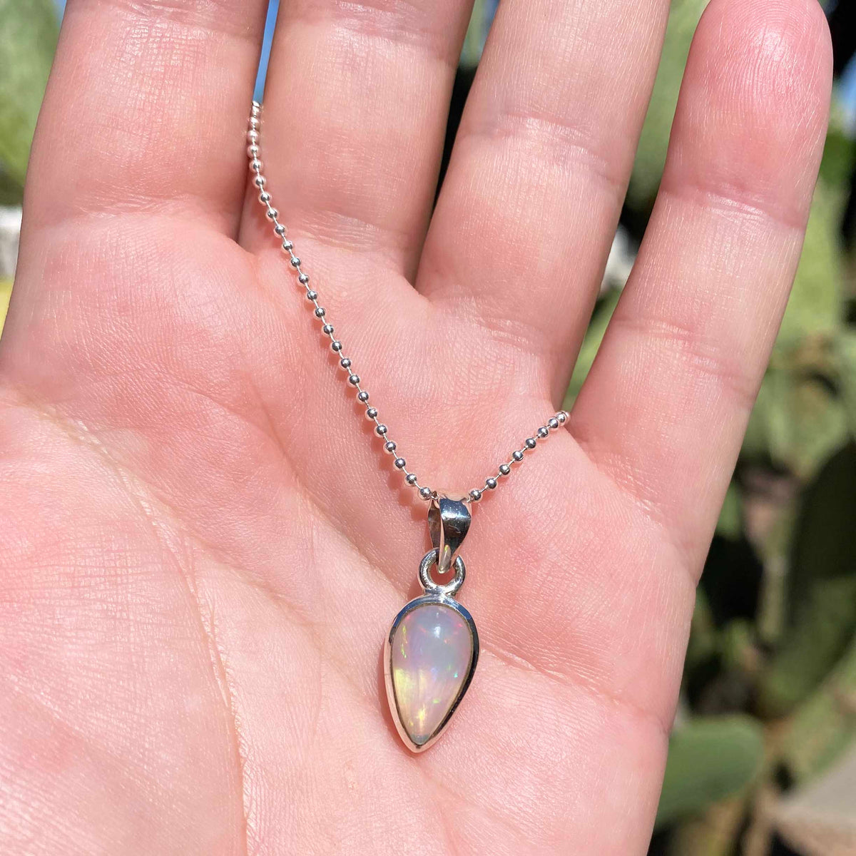 Teardrop Welo Opal Silver Necklace, One of a Kind
