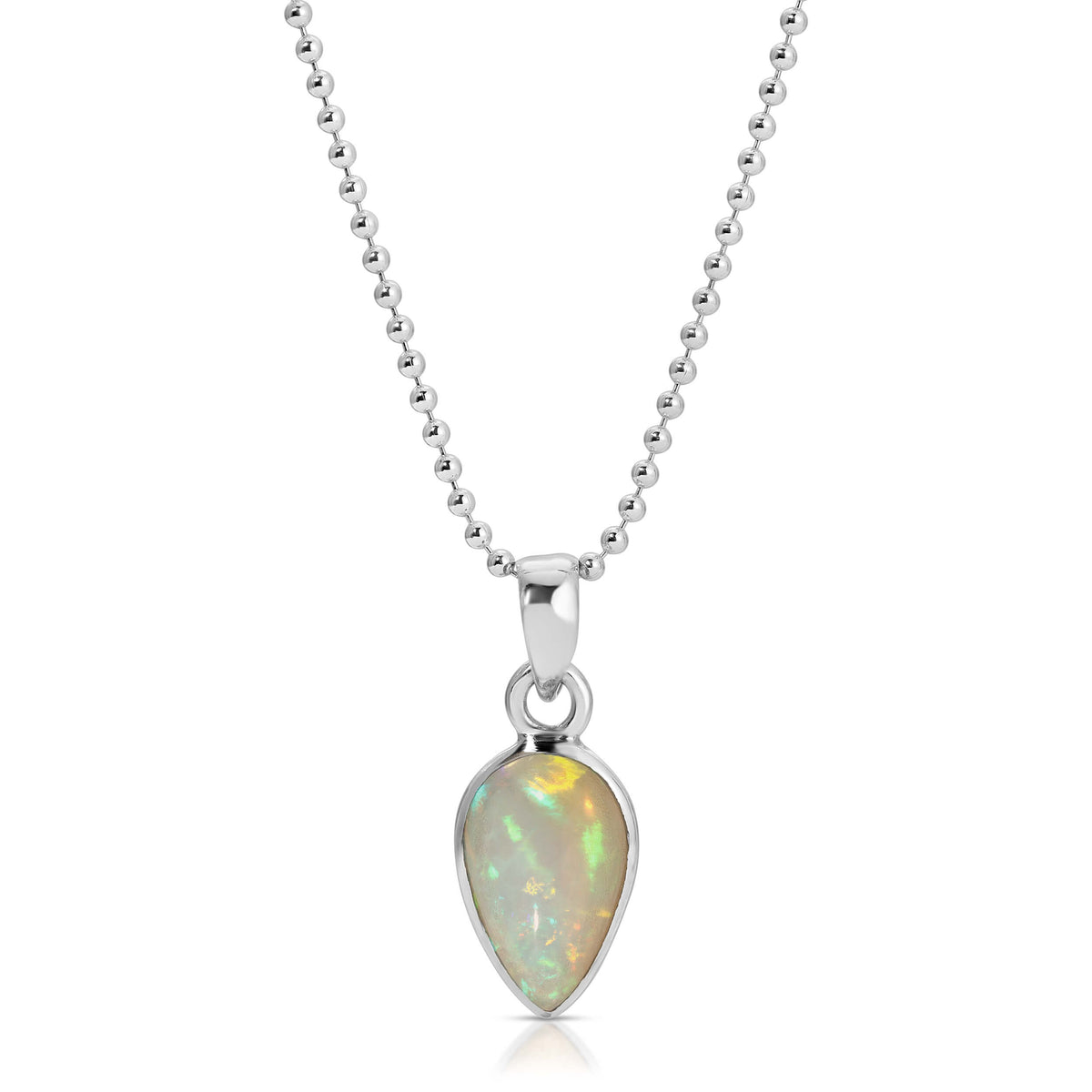 Teardrop Welo Opal Silver Necklace, One of a Kind