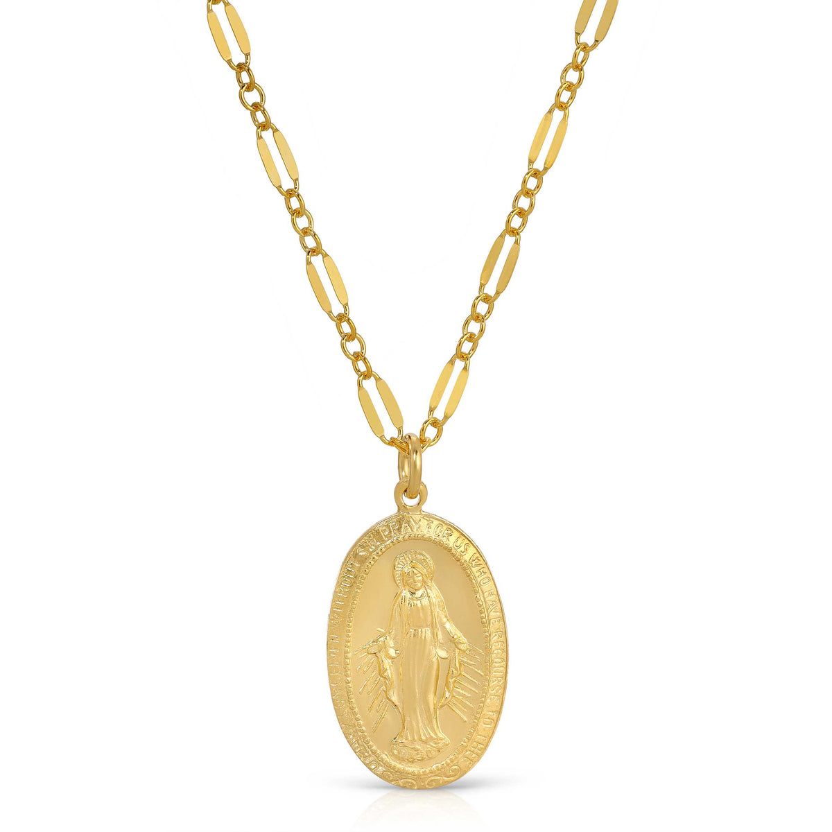 Large Virgin Mary Necklace, Gold or Silver