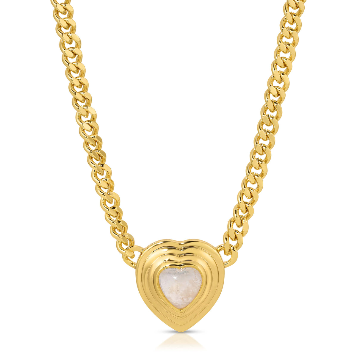 Heart of Stone Curb Link Necklace - Moonstone