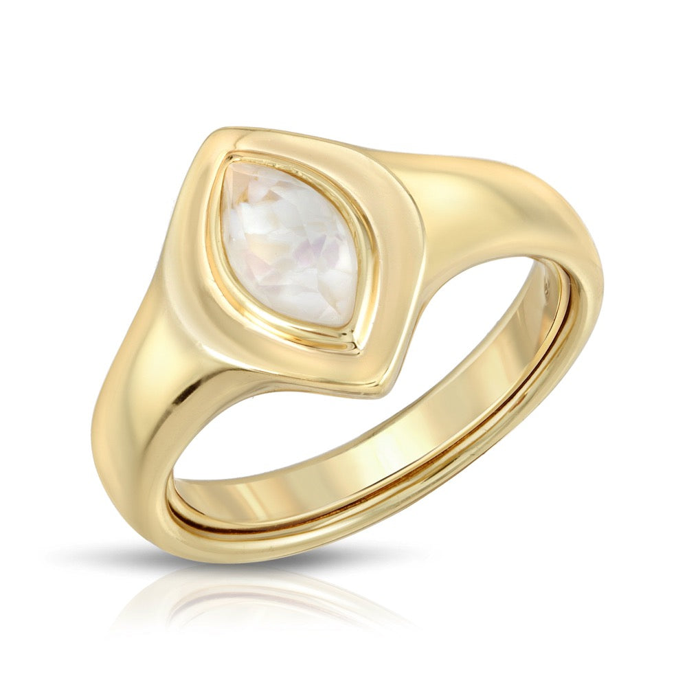Marquise Signet Ring - Mother of Pearl