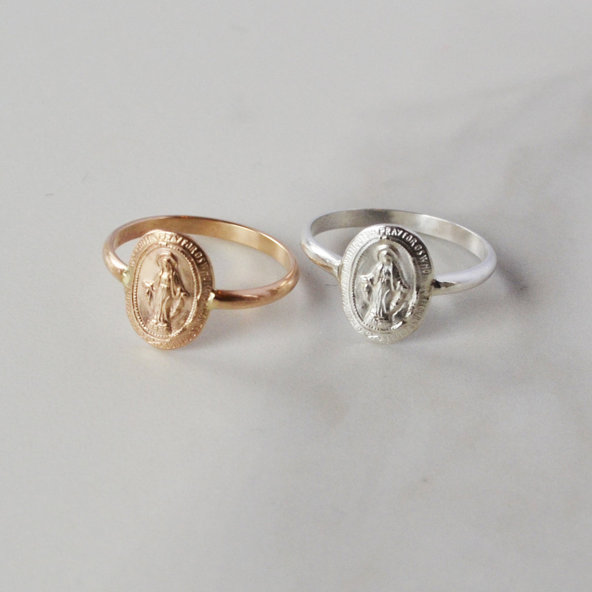Small Virgin Mary Ring, Gold or Silver