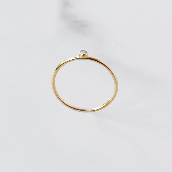 Tiny Stone Ring, Gold or Rose Gold | Glamrocks Jewelry