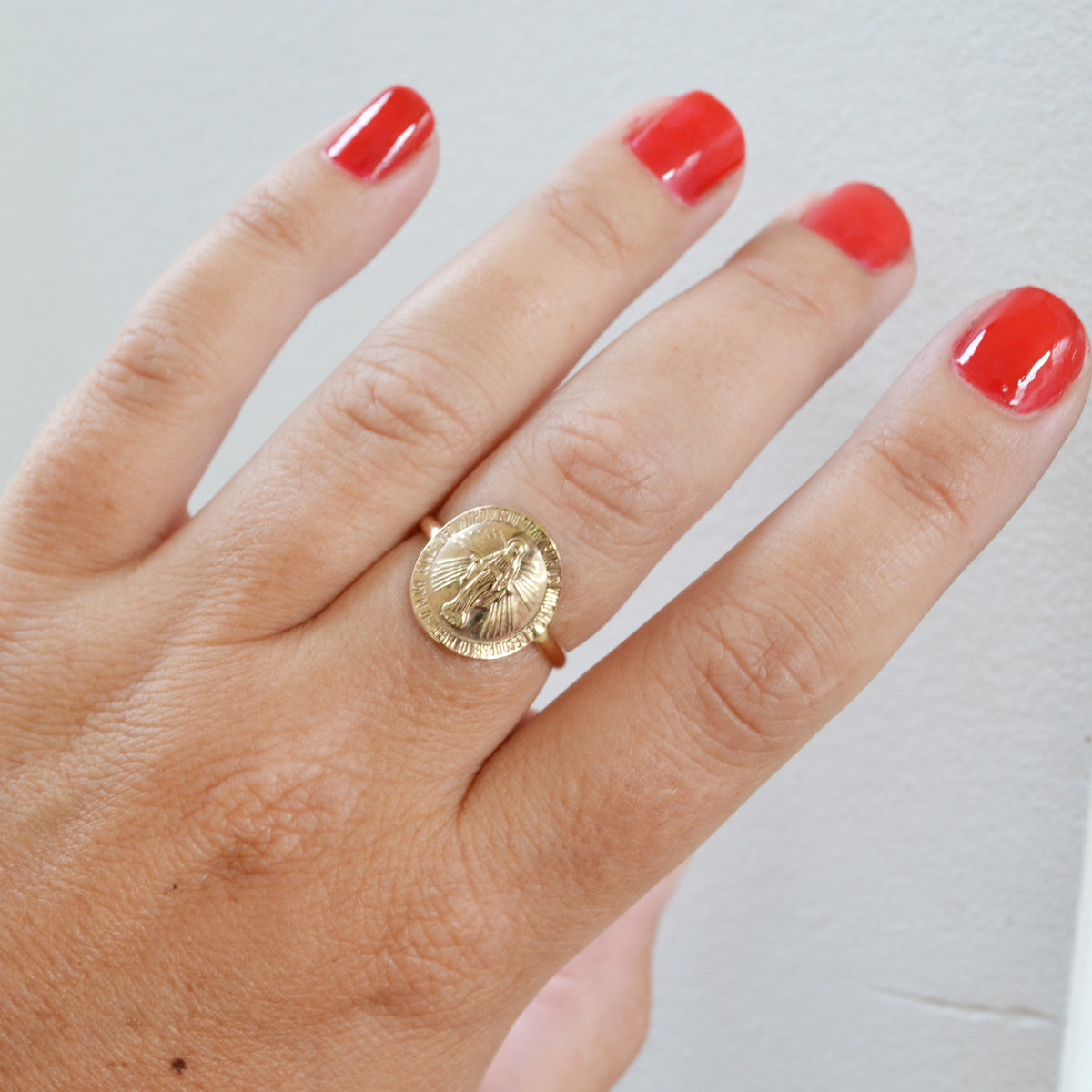 Mother Mary Coin Ring