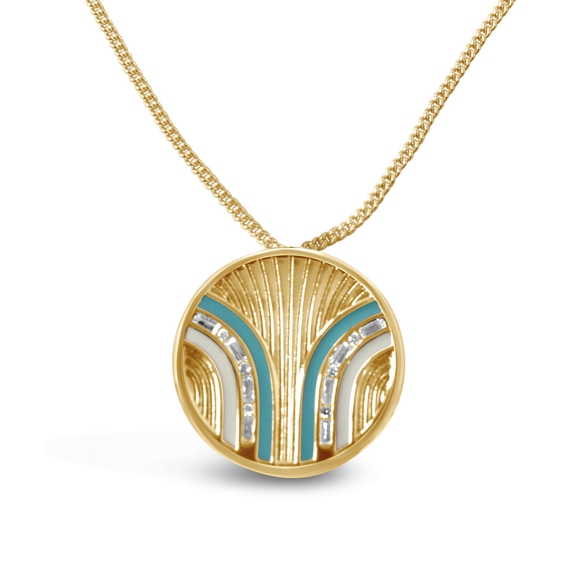 South Beach Coin Necklace - Turquoise/White