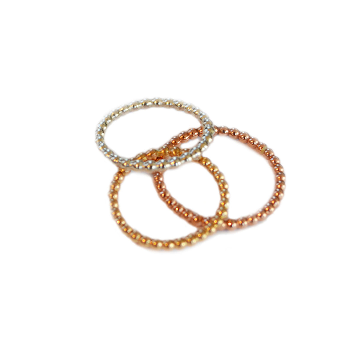 Beaded Stacking Ring, Gold, Rose Gold, or Silver