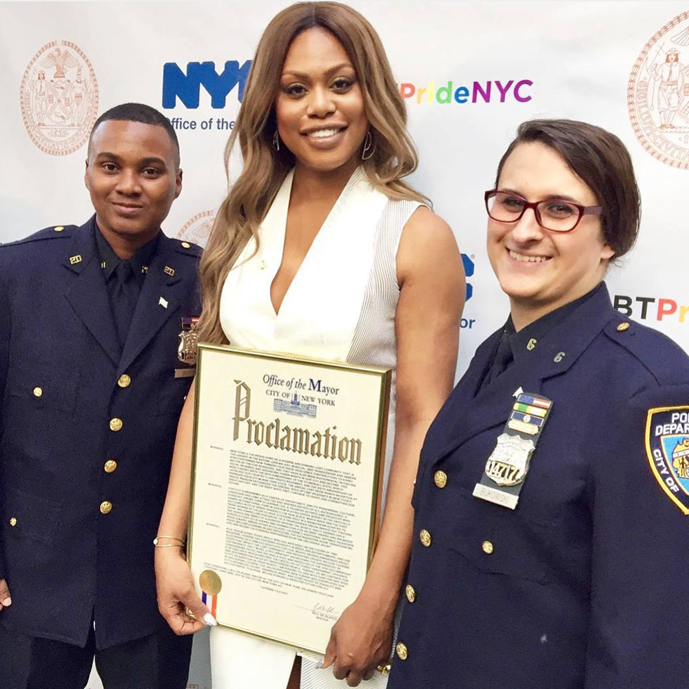 Laverne Cox accepts NYC award in Glamrocks Jewelry!