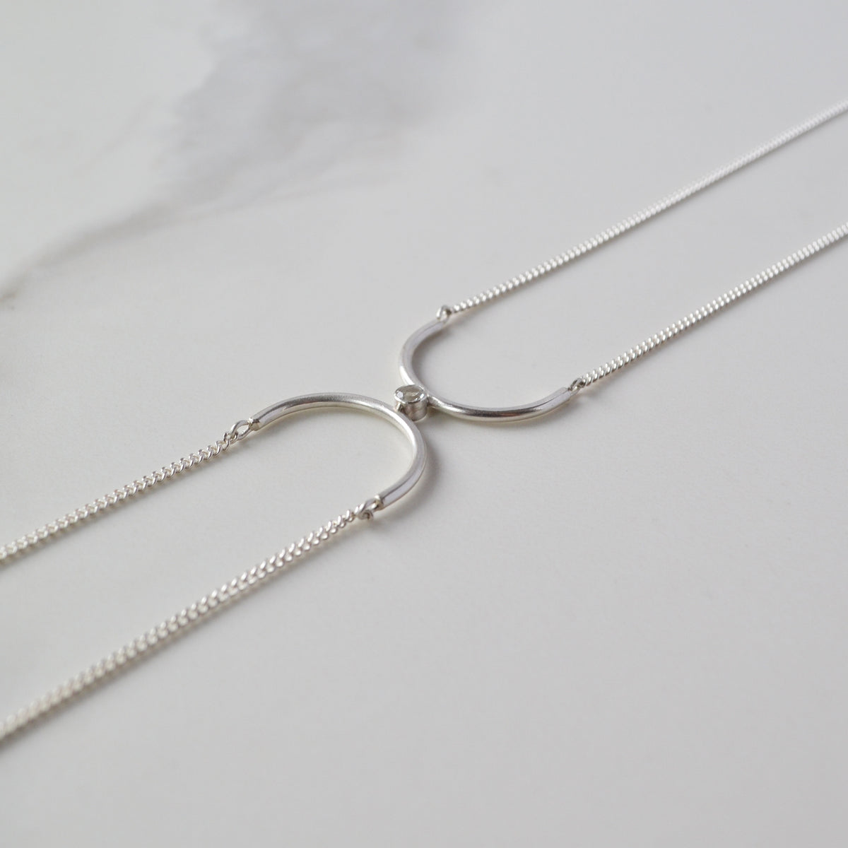 Bound Necklace - Silver Black CZ