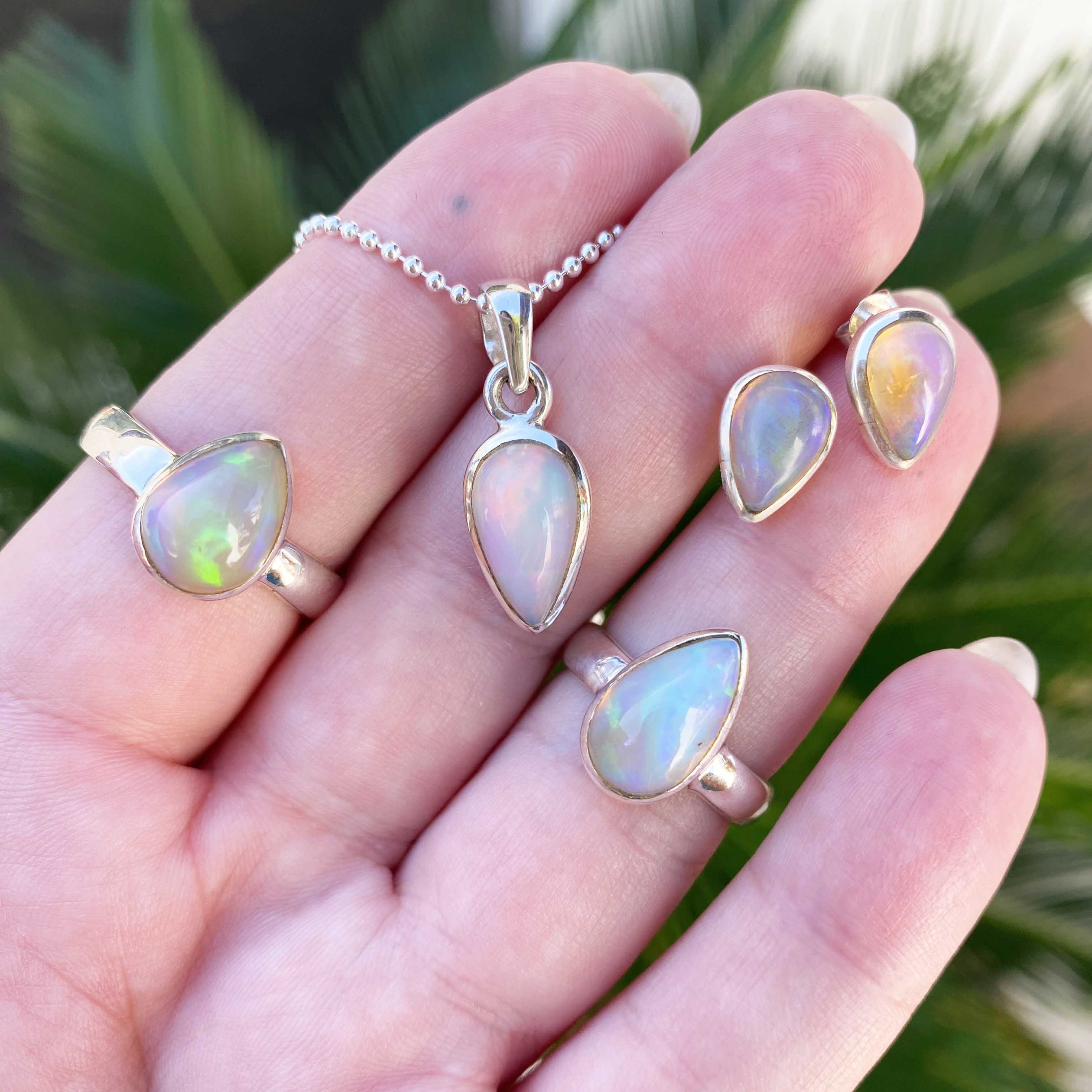 Teardrop Welo Opal Silver Ring, One of a Kind - Glamrocks Teardrop Welo Opal Silver Ring, One of a Kind - Glamrocks