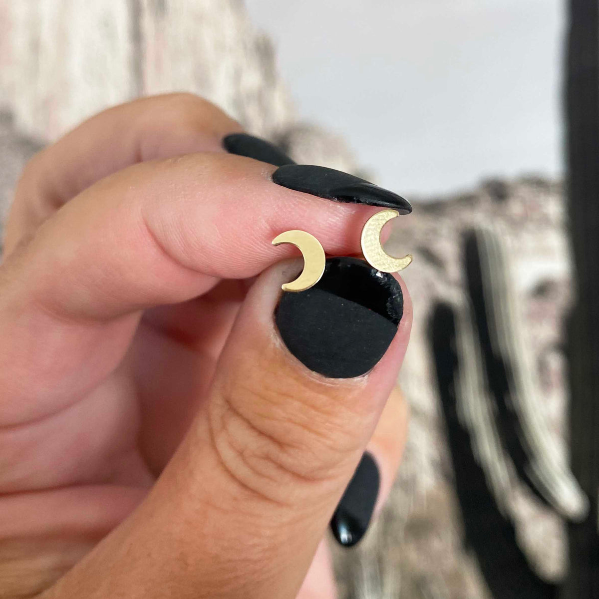 Crescent Moon Stud Earrings