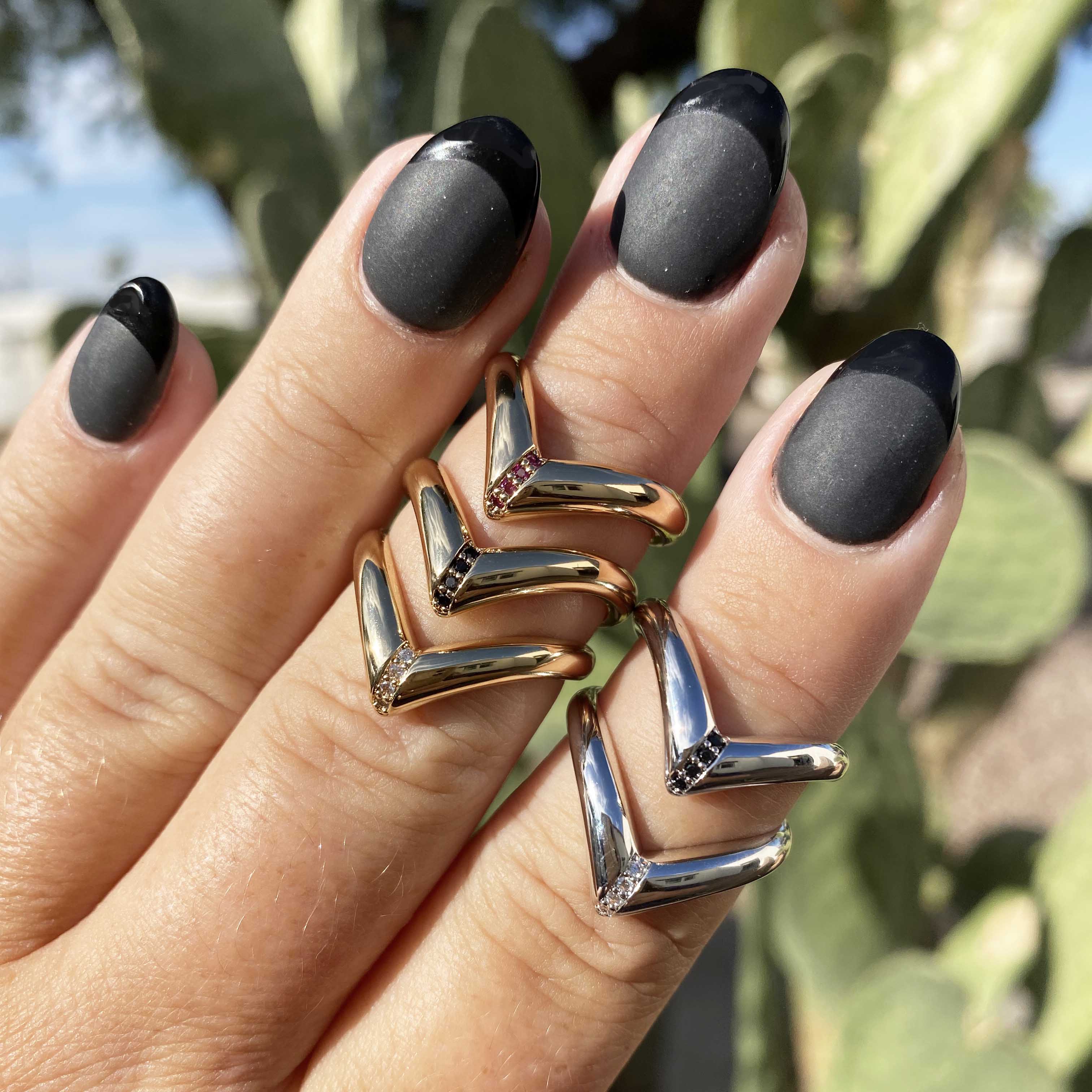 Chevron CZ Ring- Black - Glamrocks