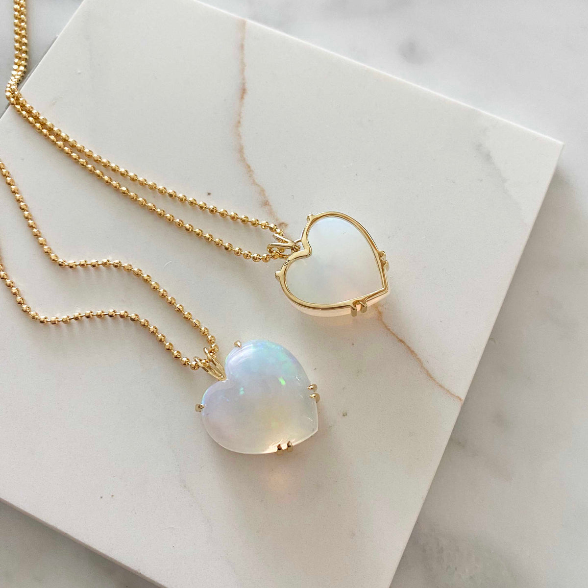 Welo Opal Puffy Heart Necklace