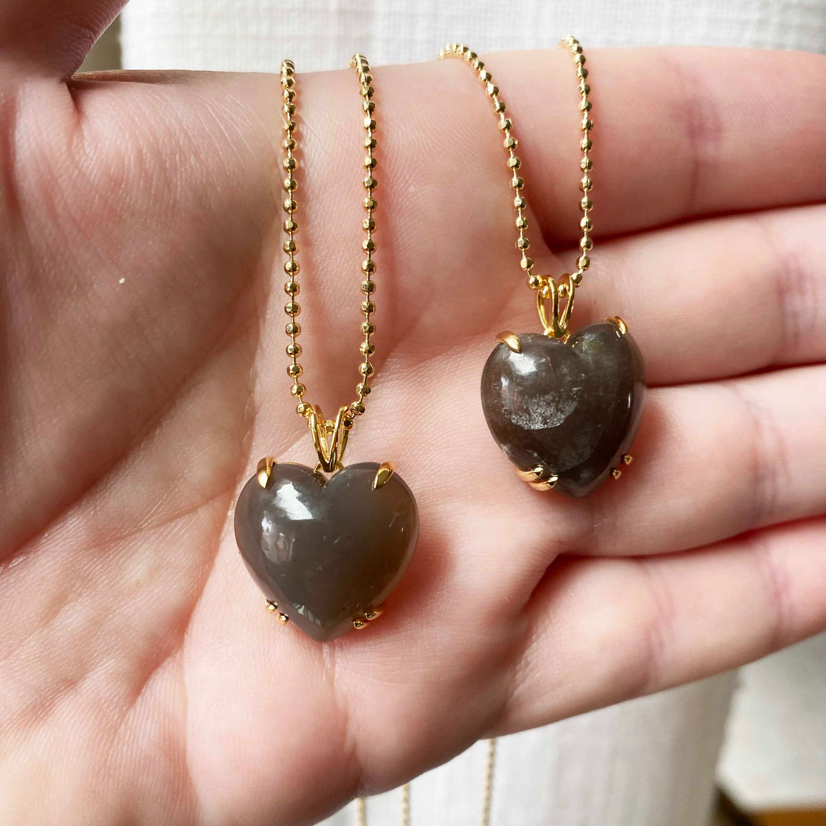 Black Moonstone Heart Necklace