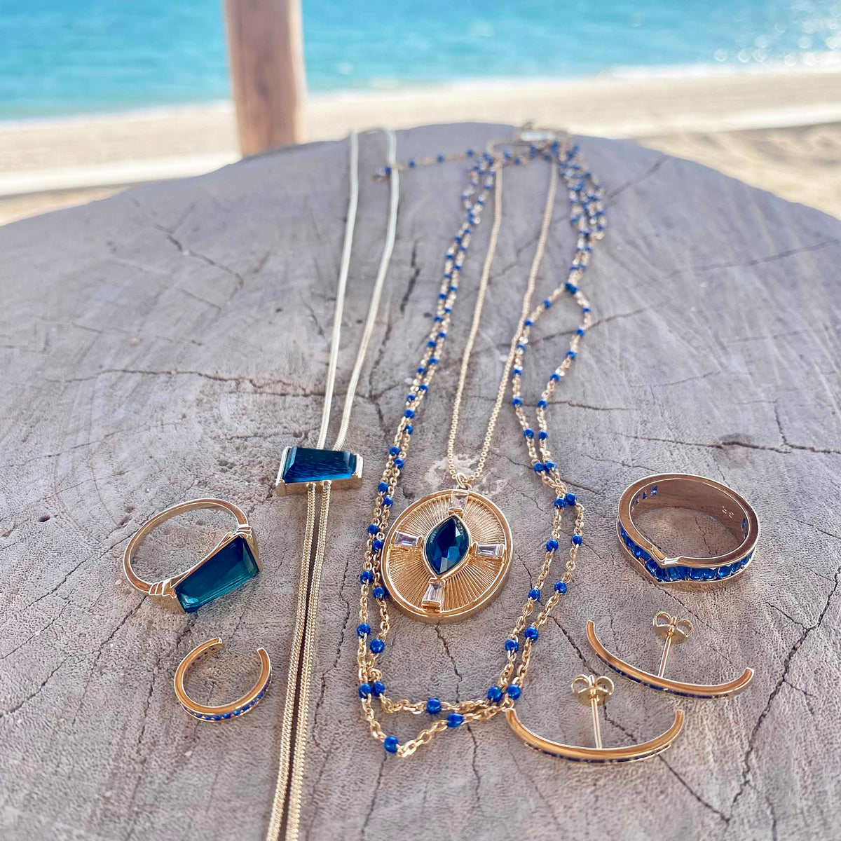Enamel Satellite Necklace- Sapphire