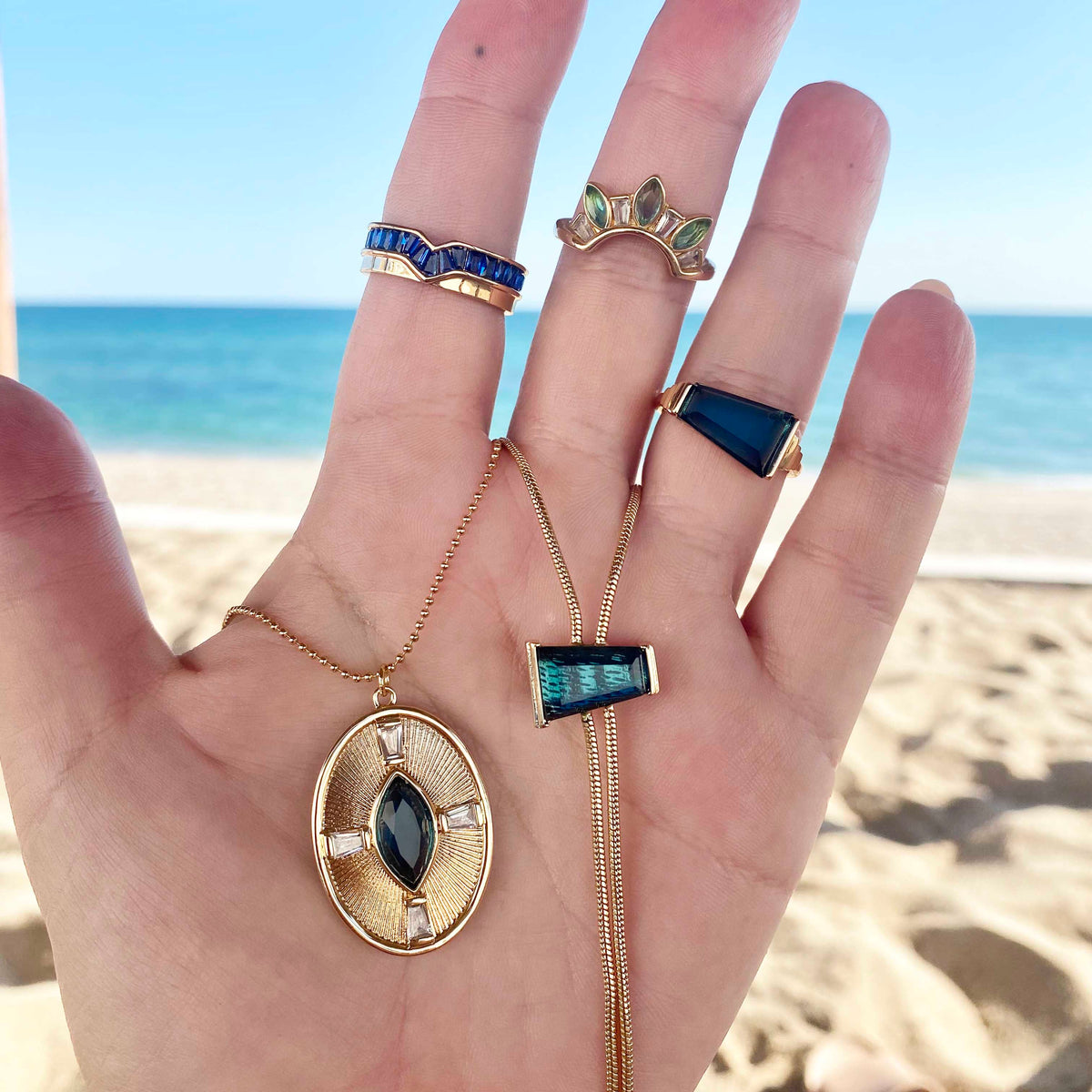 Peak Baguette Band Ring - Sapphire