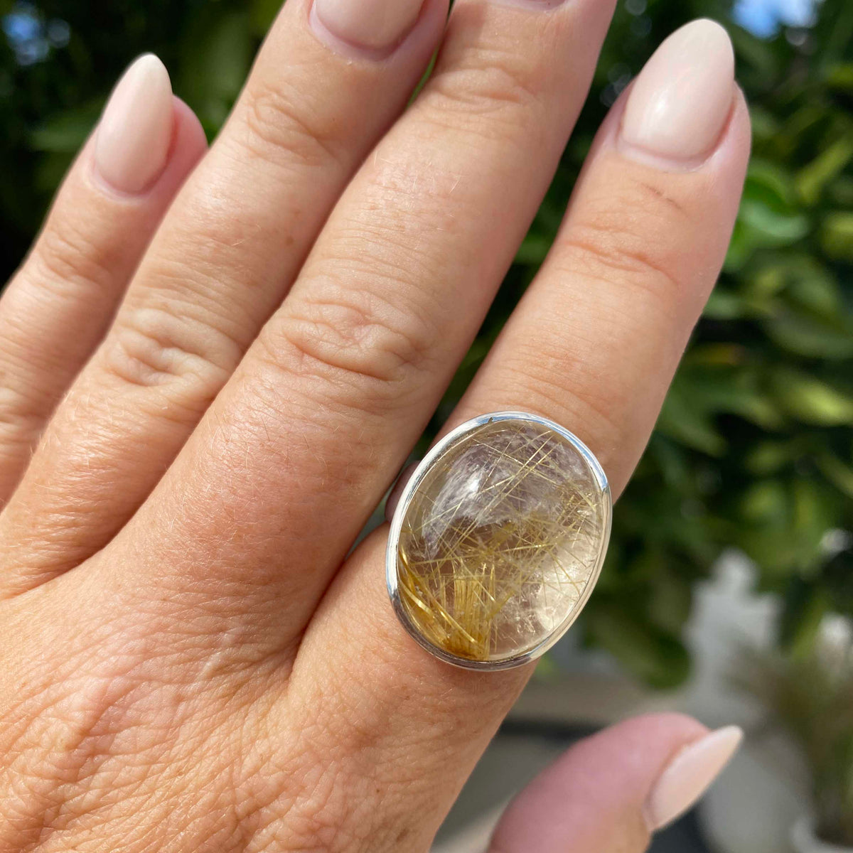 Rutilated Quartz Oval One of a Kind Ring