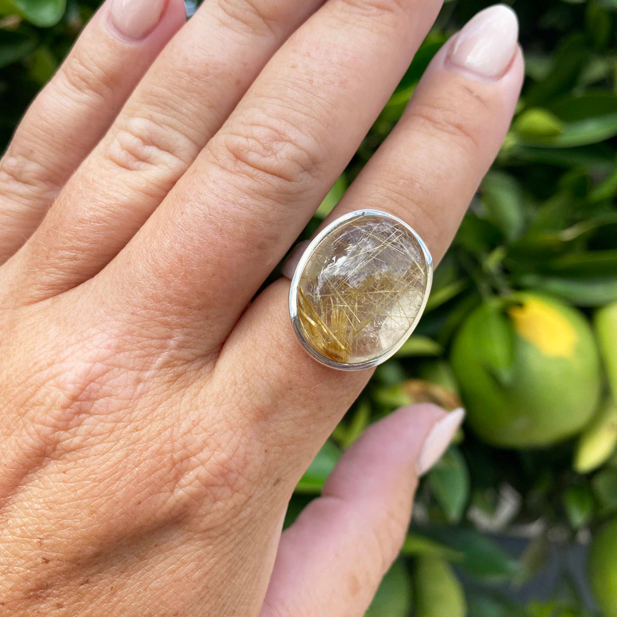 Rutilated Quartz Oval One of a Kind Ring