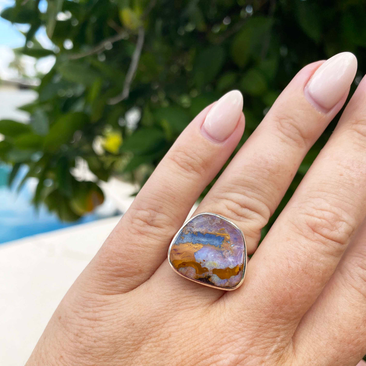 Australian Boulder Opal Sterling Silver Ring, One of a Kind