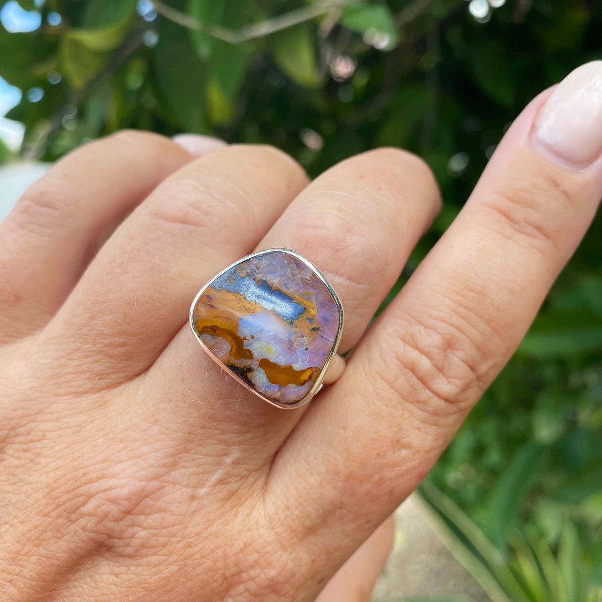 Australian Boulder Opal Sterling Silver Ring, One of a Kind