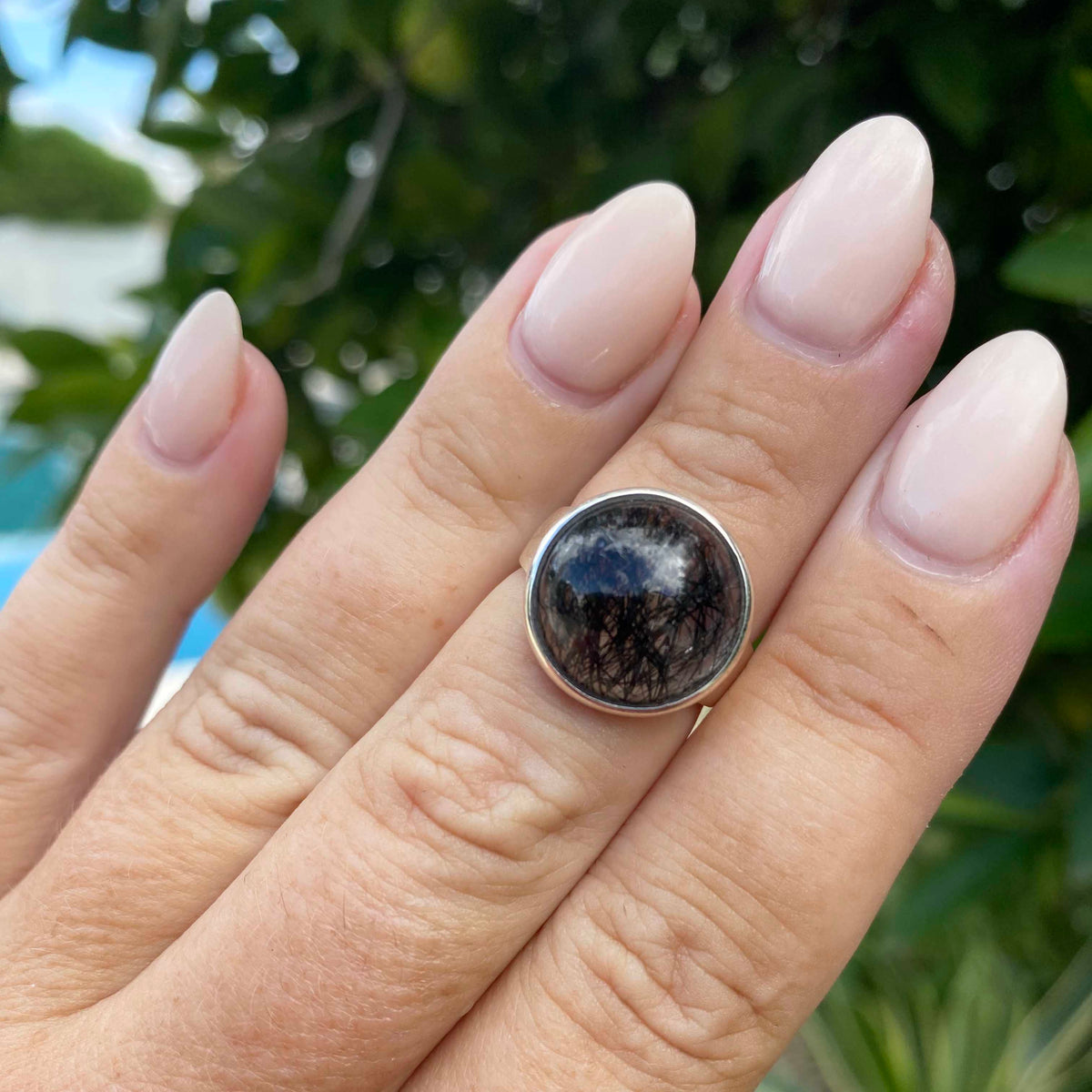 Black Rutilated Quartz One of a Kind Ring