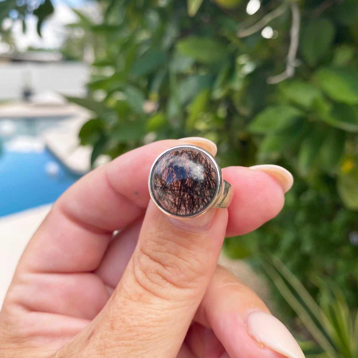 Black Rutilated Quartz One of a Kind Ring
