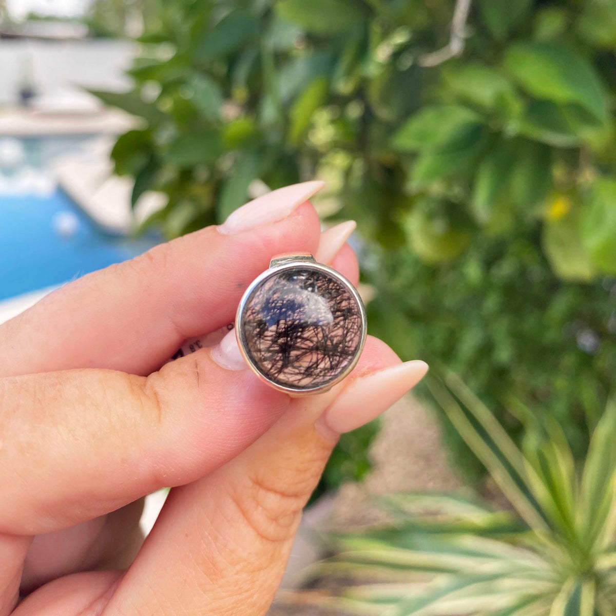 Black Rutilated Quartz One of a Kind Ring