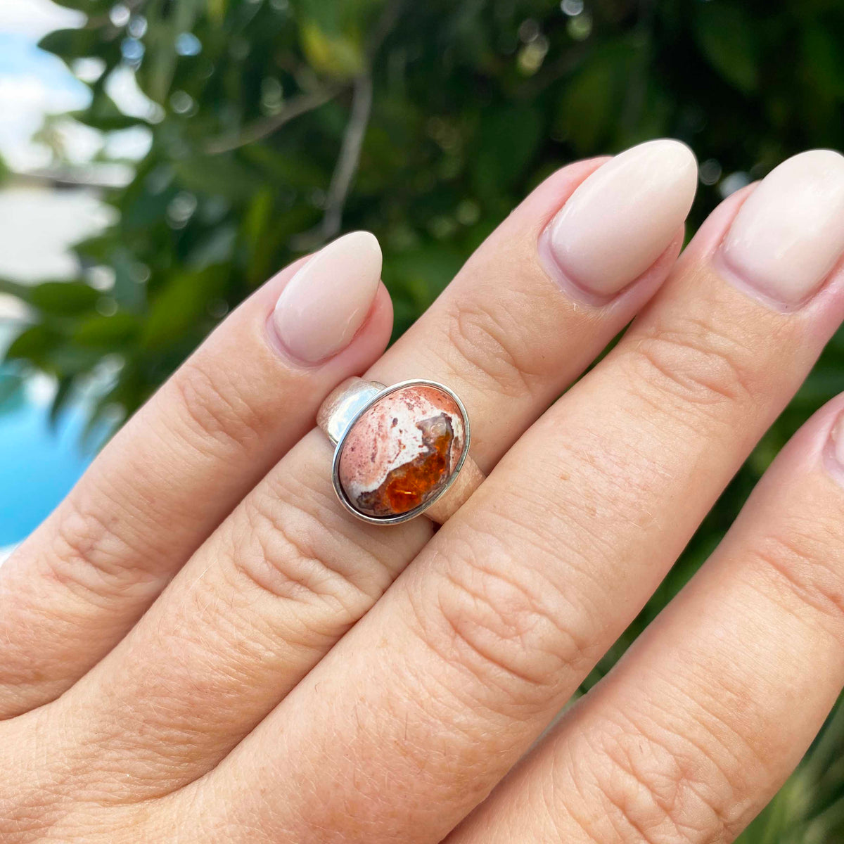 Mexican Fire Opal Sterling Silver Ring, One of a Kind