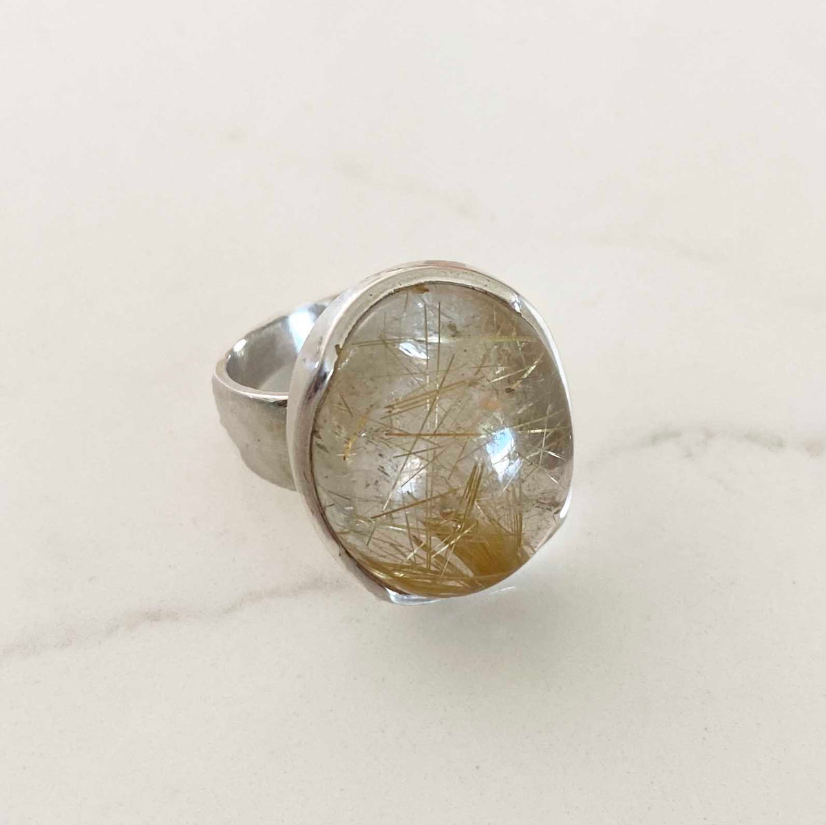 Rutilated Quartz Oval One of a Kind Ring