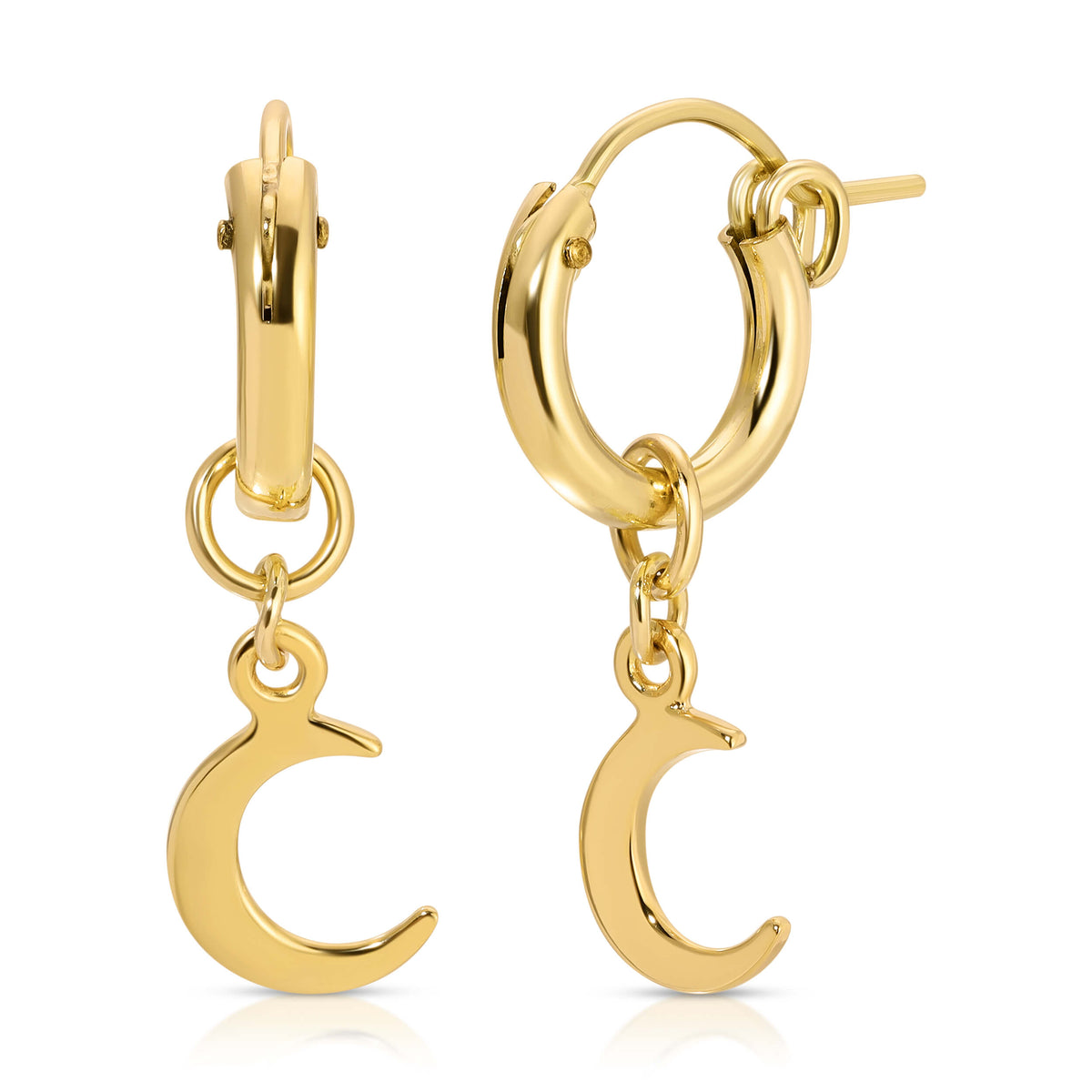 Crescent Moon Huggie Hoop Earrings