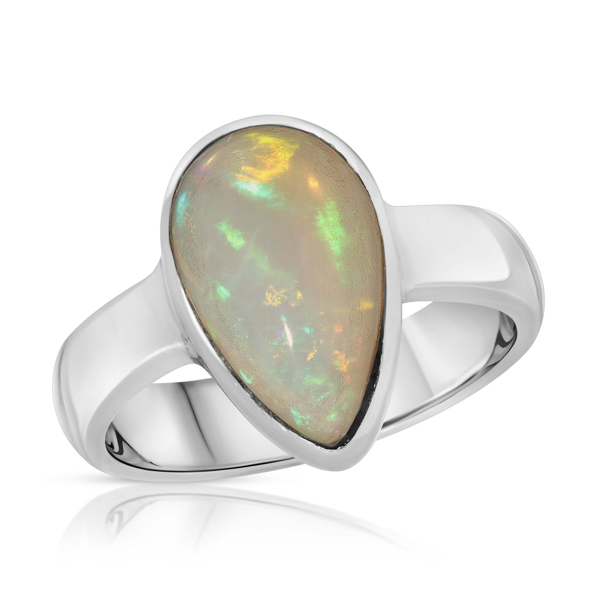 Teardrop Welo Opal Silver Ring, One of a Kind