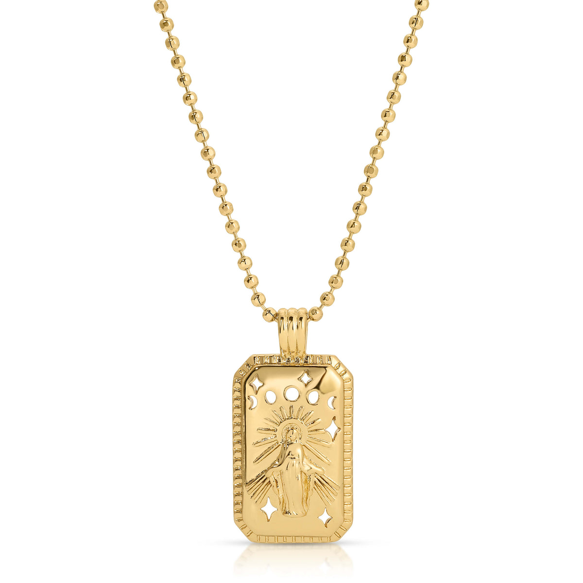 Divine Mary Rectangle Pendant Necklace