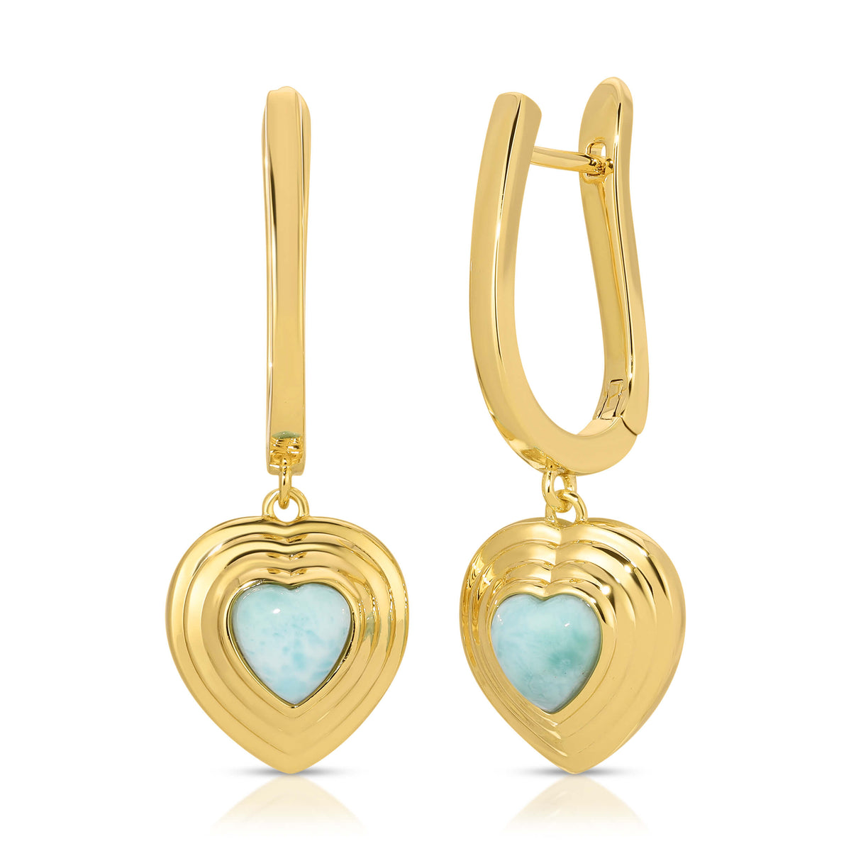 Heart of Stone Hoop Earrings- Larimar