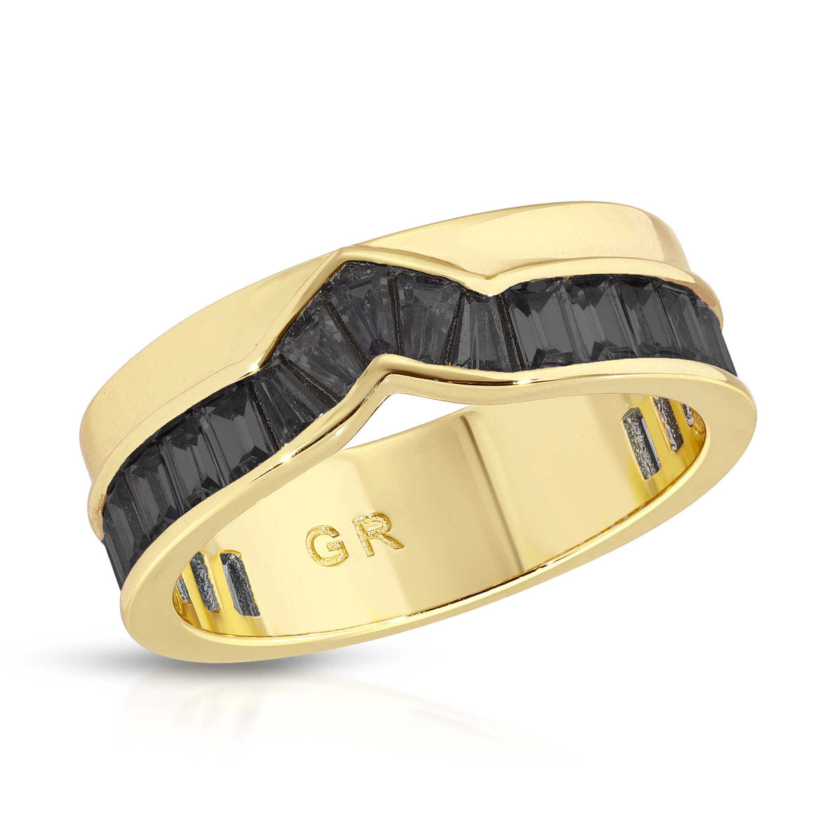 Peak Baguette Band Ring - Black