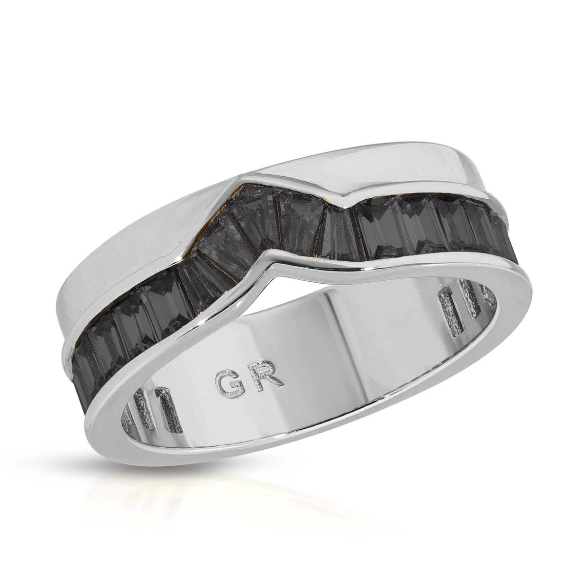 Peak Baguette Band Ring - Black