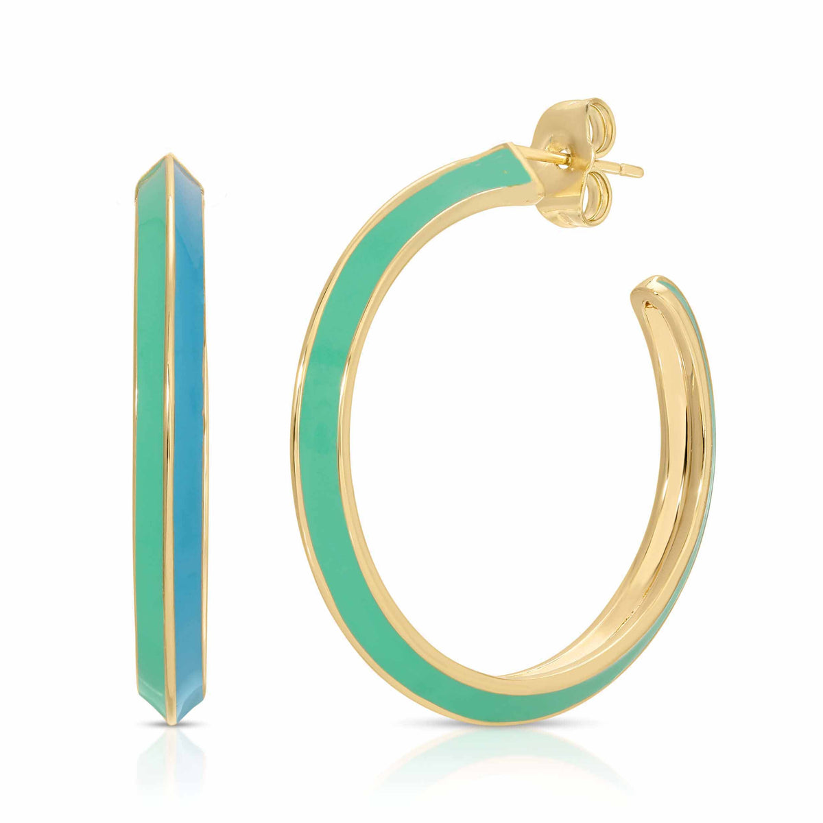 Tequila Sunrise Enamel Hoop Earrings- Sky