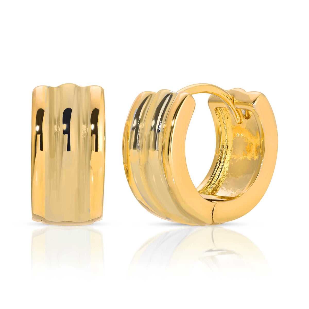 Gold Band Huggie Hoops
