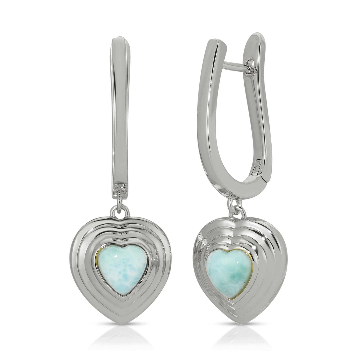 Heart of Stone Hoop Earrings- Larimar