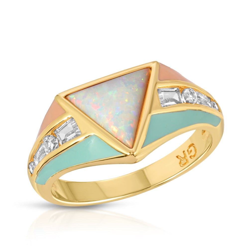 Bright Side Ring - Coral/Mint