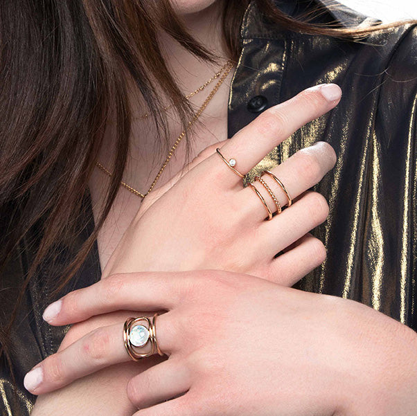 Offset Gemstone Stacking Ring
