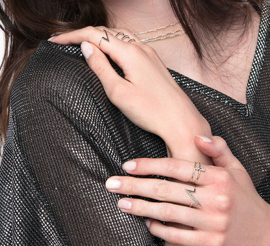Gemstone Breakline Ring, Gold or Silver