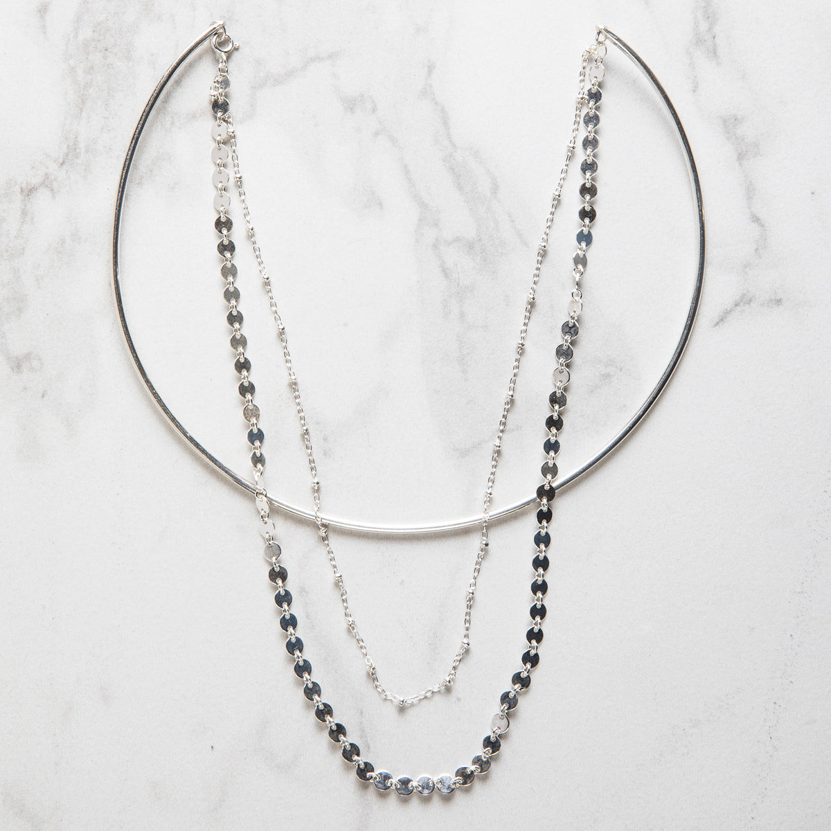 Double Disco Chain Choker Silver