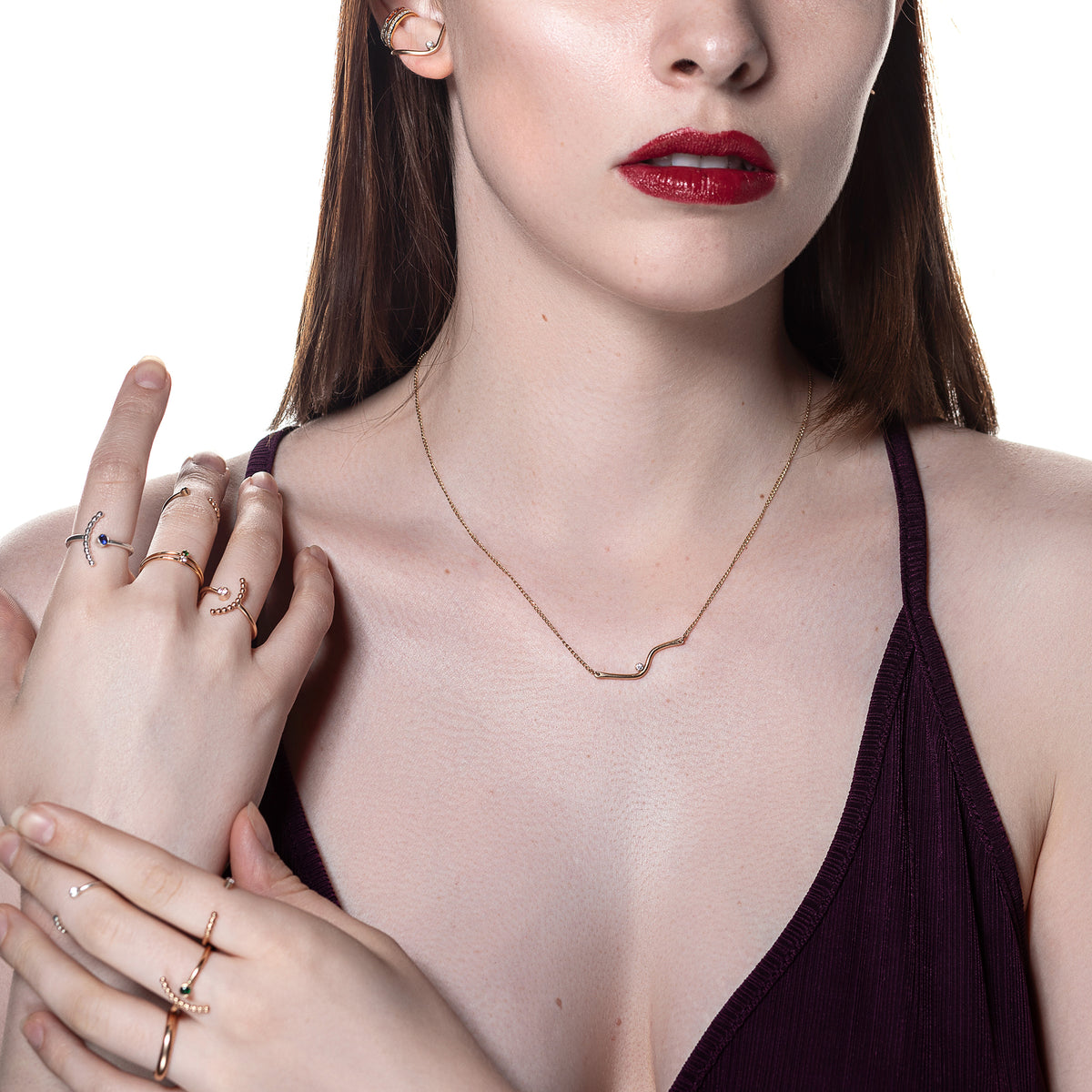 Gemstone Arc Ring, CZ