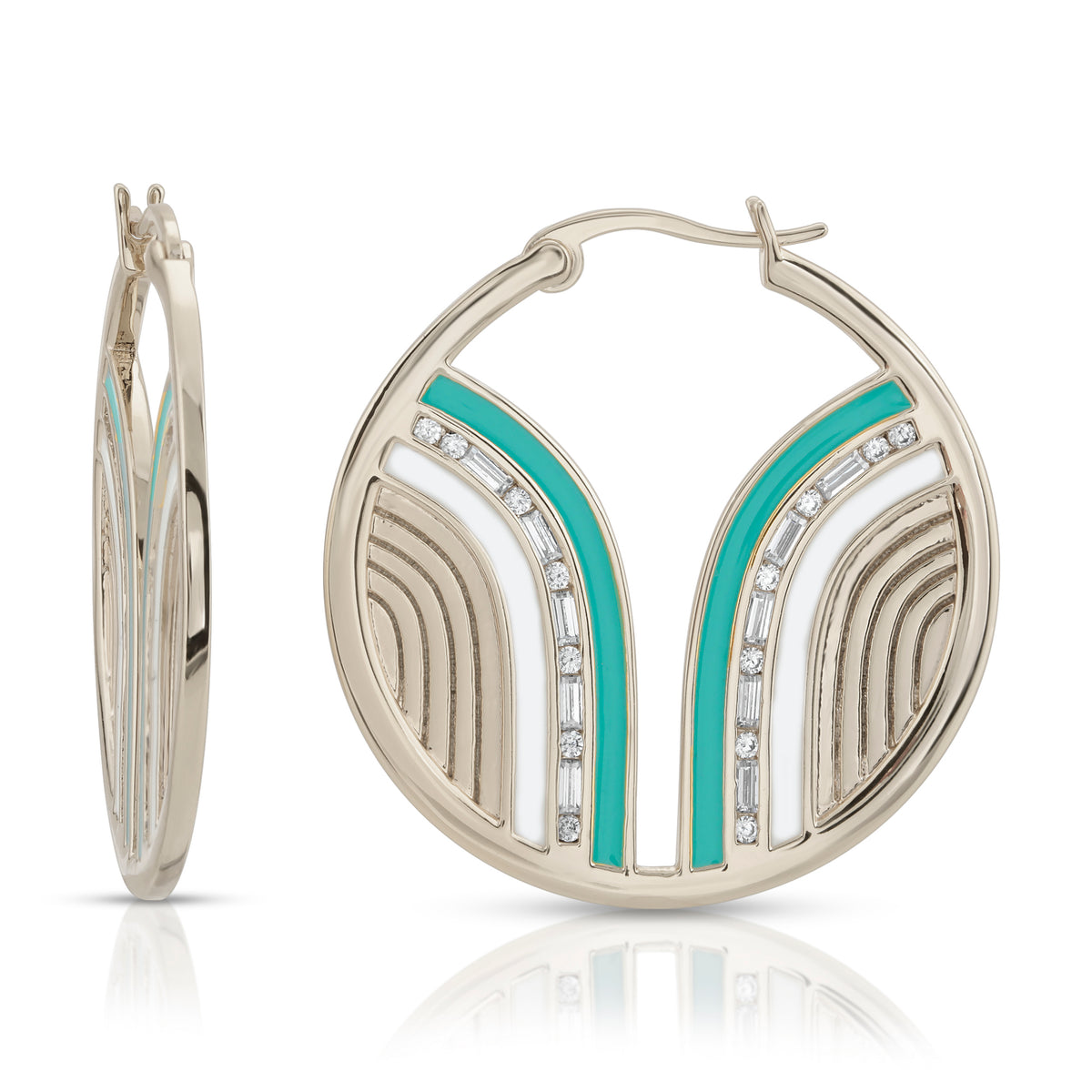South Beach Hoops- Turquoise/White