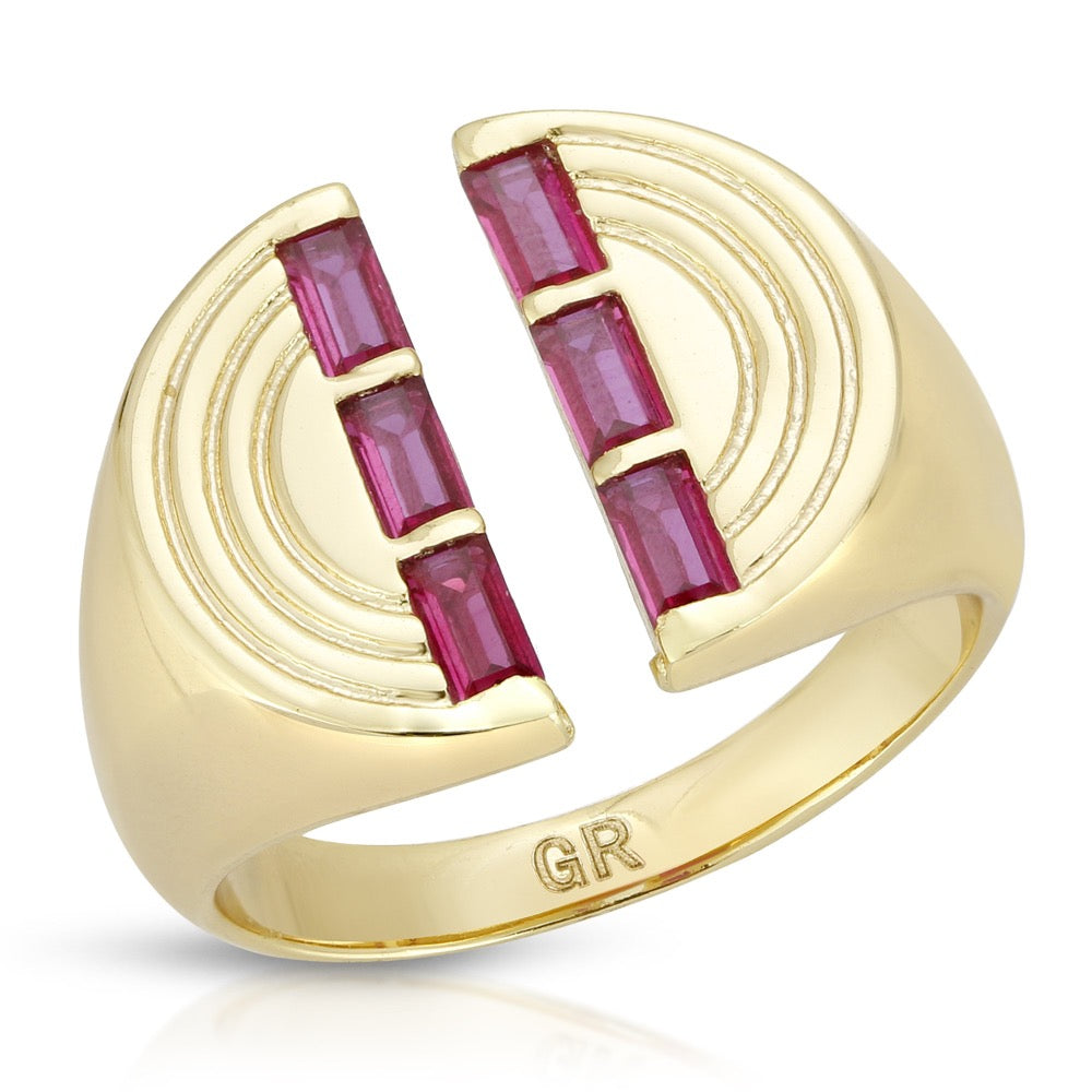The Edge Signet Ring- Ruby