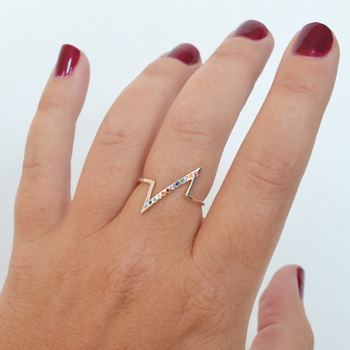 Rainbow Breakline Ring, Gold or Silver