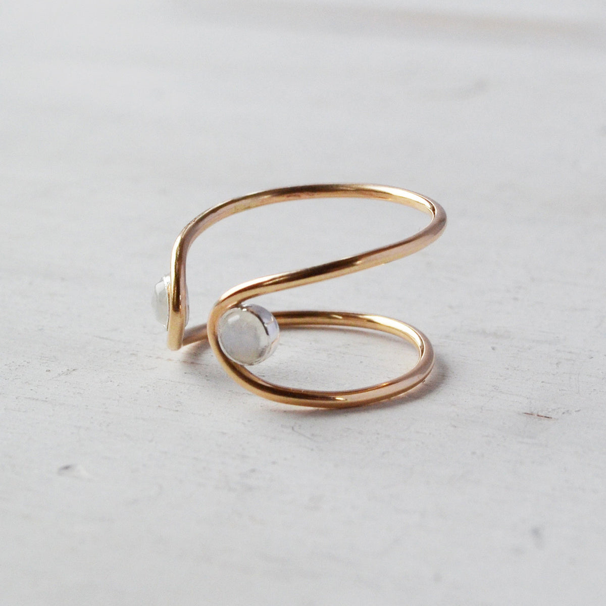 Double Orbit Moonstone Ring, Gold or Silver