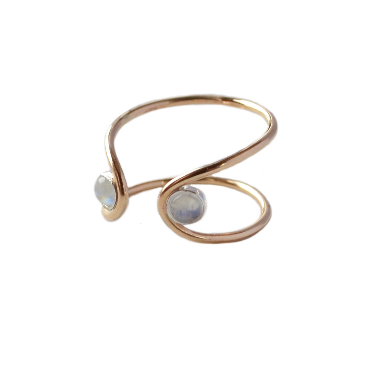 Double Orbit Moonstone Ring, Gold or Silver