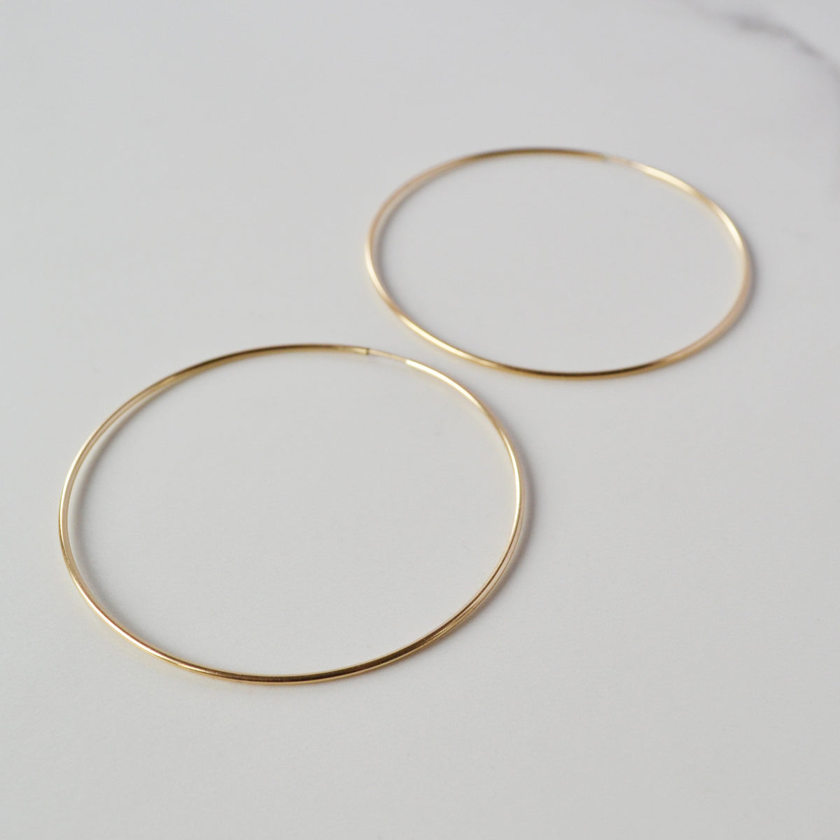 Thin Endless Hoop Earrings, Gold or Rose Gold