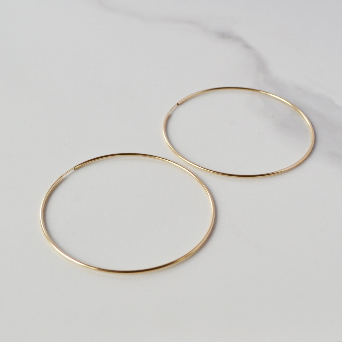 Thin Endless Hoop Earrings, Gold or Rose Gold