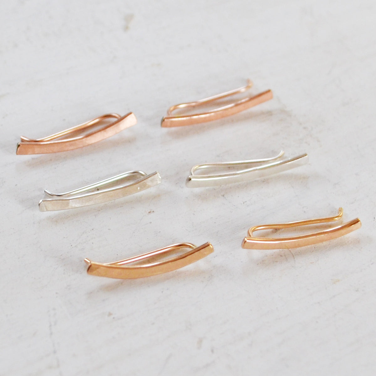 The Mini Minimalist Ear Climber, Gold, Rose Gold, and Sterling